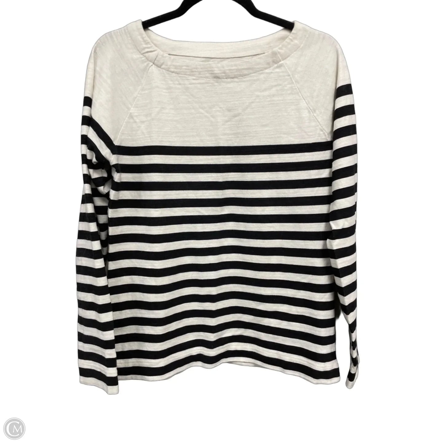 Top Long Sleeve By Loft In Black & Cream, Size: S