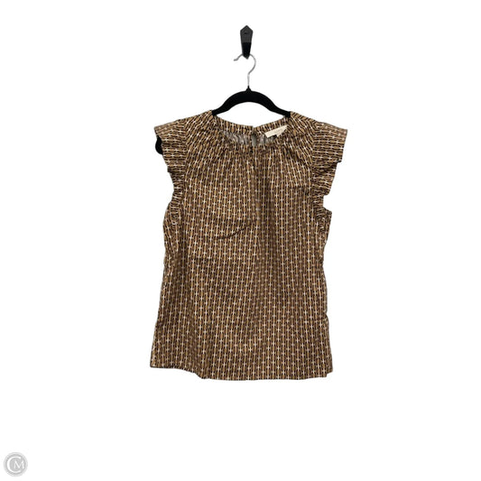 Top Short Sleeve By Loft In Black & Tan, Size: S