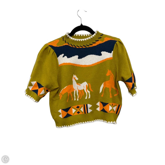 Sweater Short Sleeve By Thml In Green & Orange, Size: S