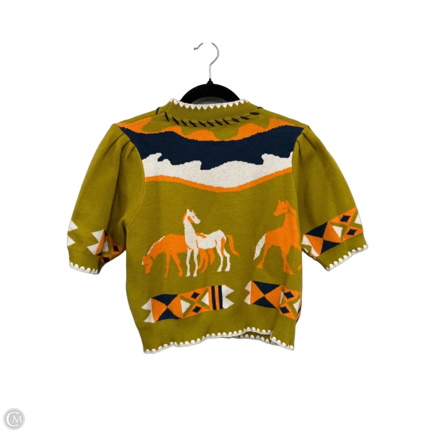 Sweater Short Sleeve By Thml In Green & Orange, Size: S