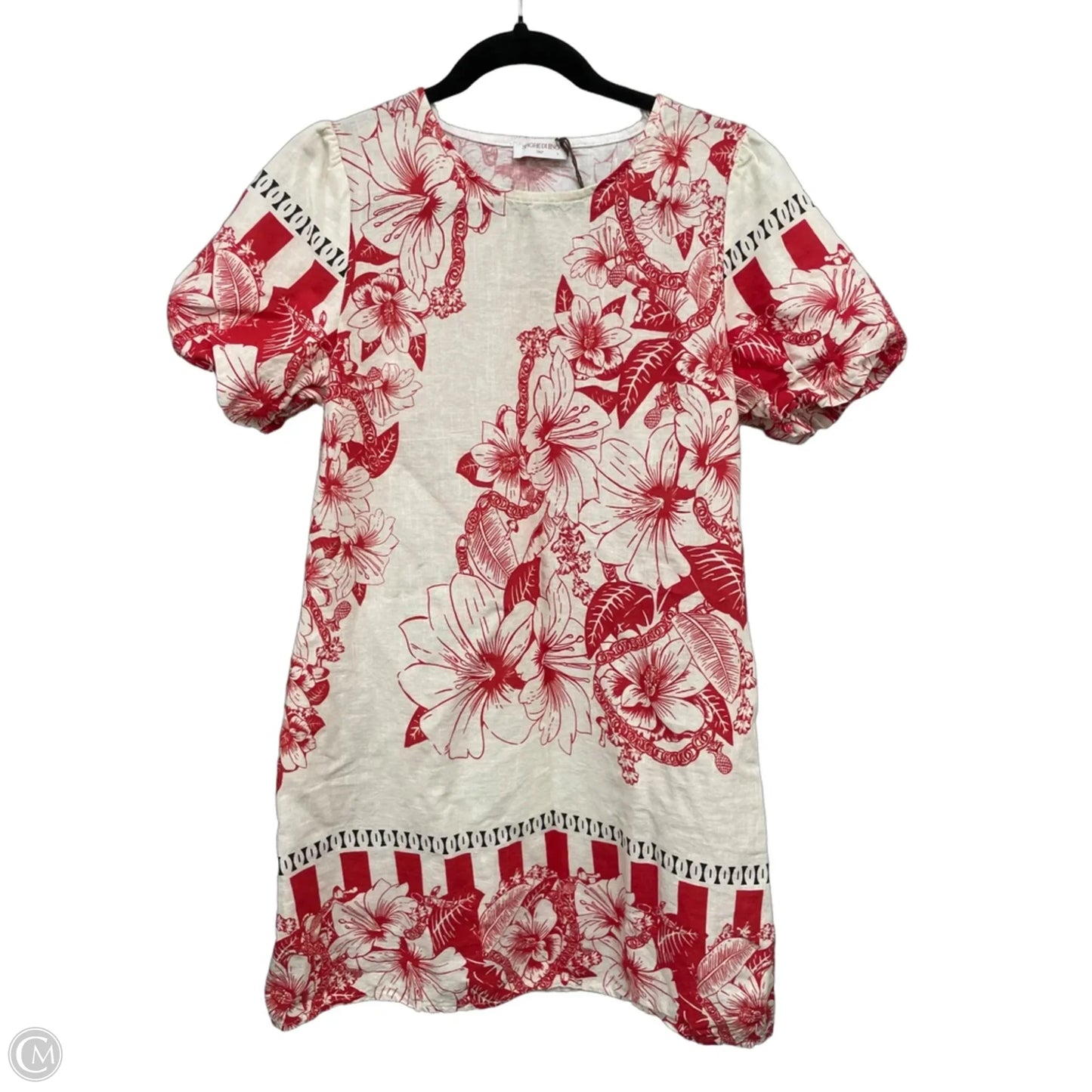 Dress Casual Short By Clothes Mentor In Cream & Red, Size: L