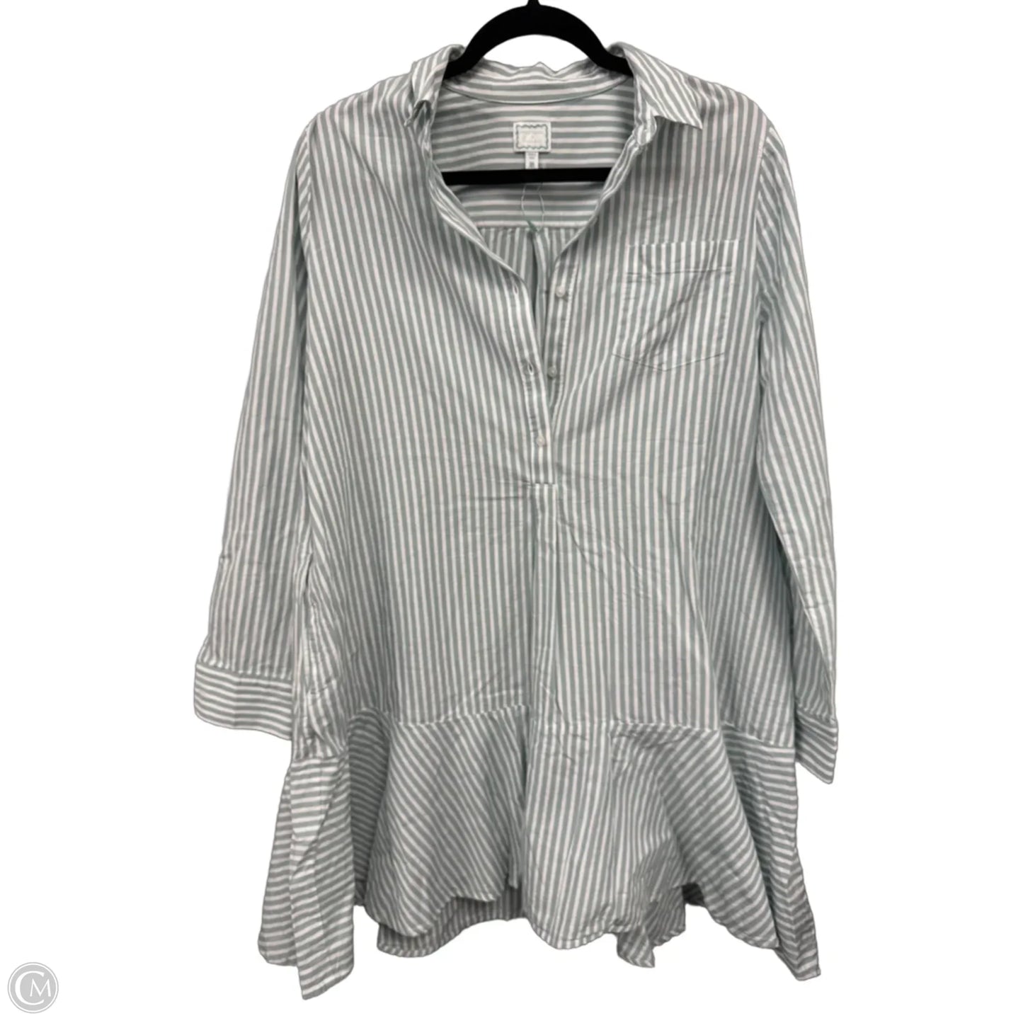 Dress Casual Short By Crown And Ivy In Green & White, Size: M