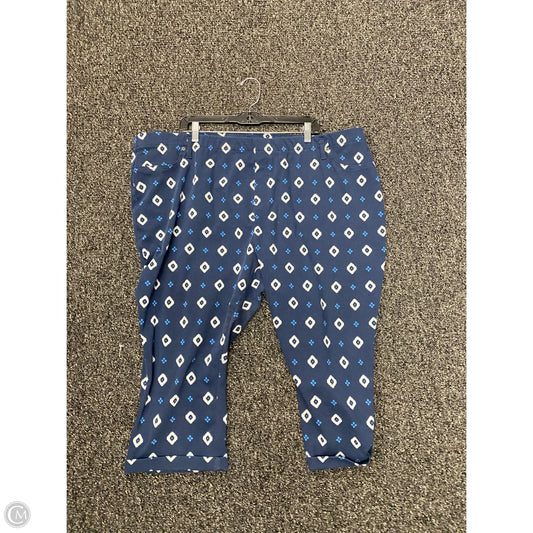 Pants Cropped By Terra & Sky In Blue & White, Size: 4x