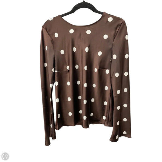 Blouse Long Sleeve By Loft In Brown & White, Size: M