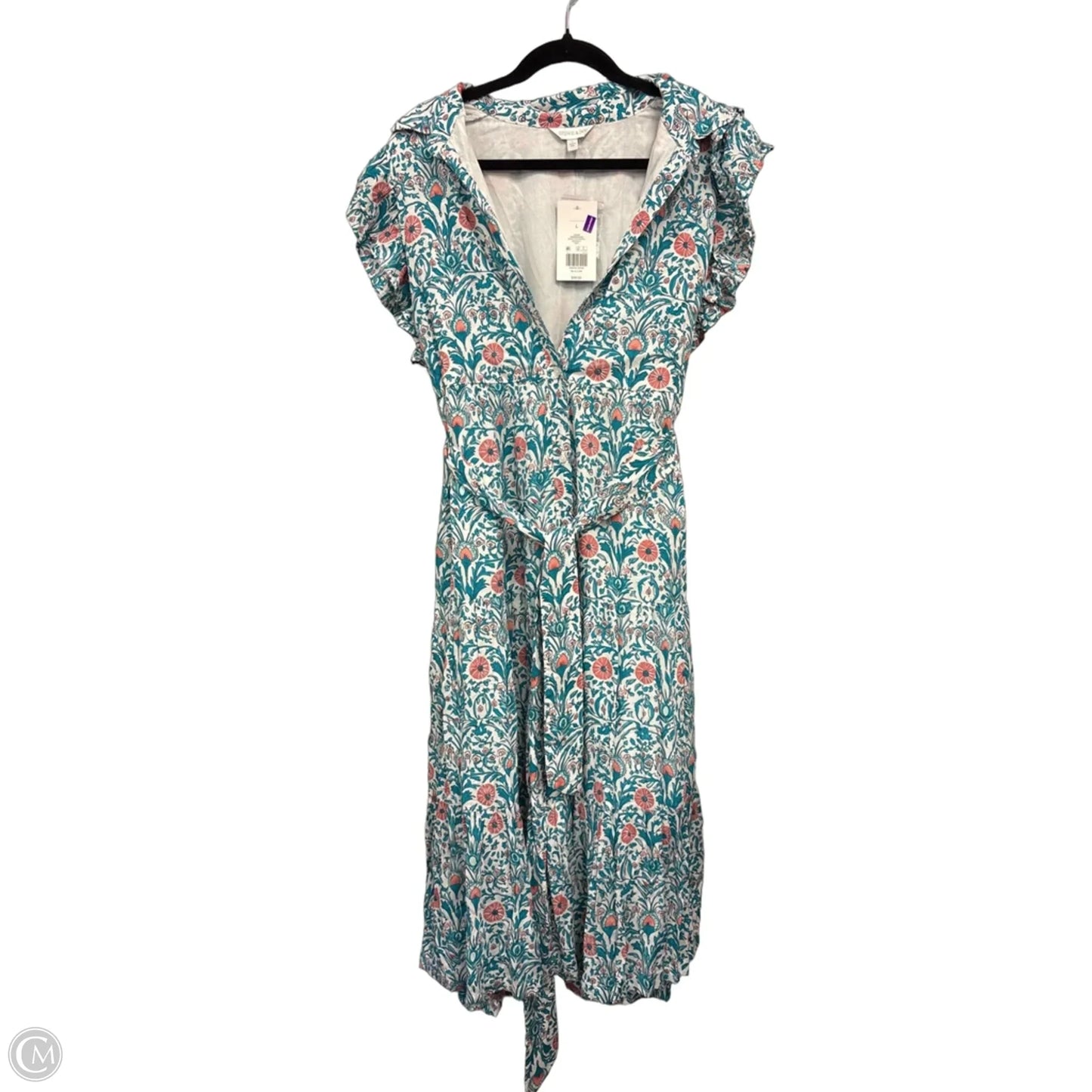 Dress Casual Midi By Crown And Ivy In Blue & Orange, Size: L