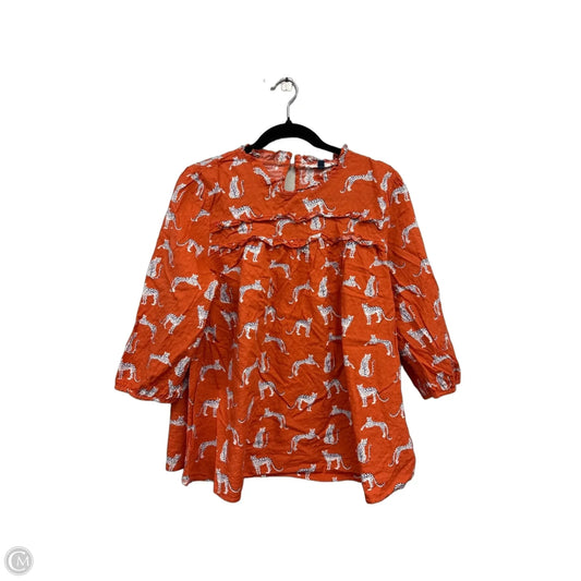 Top 3/4 Sleeve By Michelle Mcdowell In Orange & White, Size: Xxl