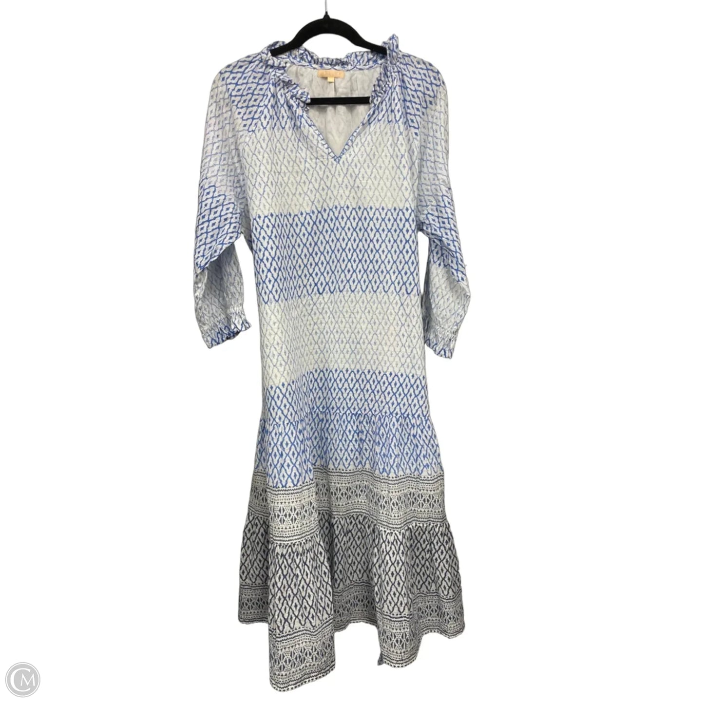 Dress Casual Midi By Clothes Mentor In Blue & White, Size: M