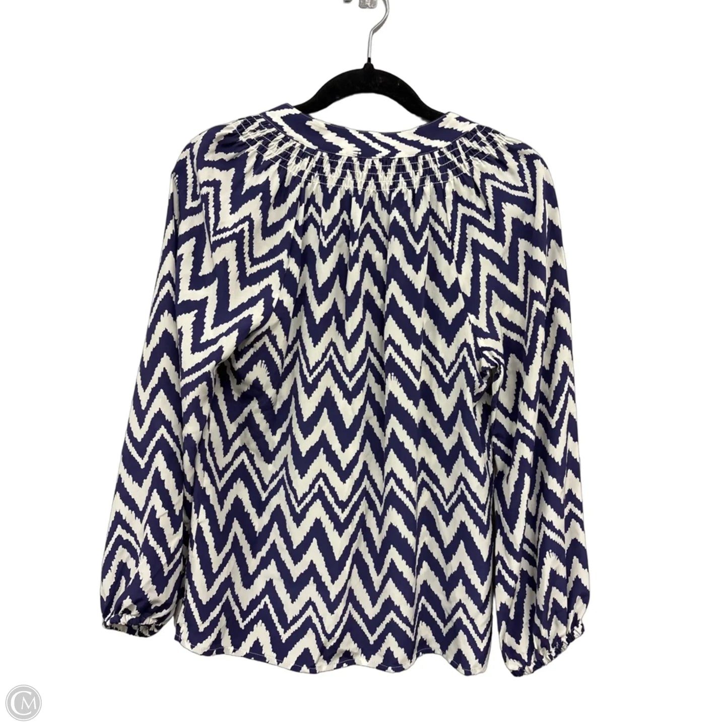 Top Long Sleeve Designer By Lilly Pulitzer In Blue & White, Size: S