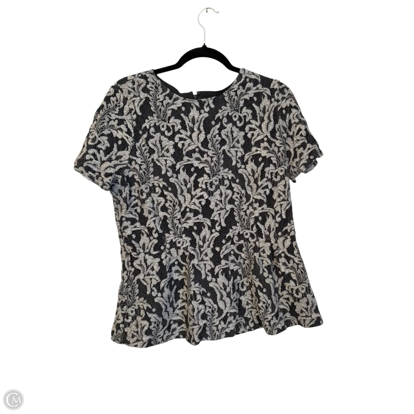 Blouse Short Sleeve By Ann Taylor In Grey, Size: L