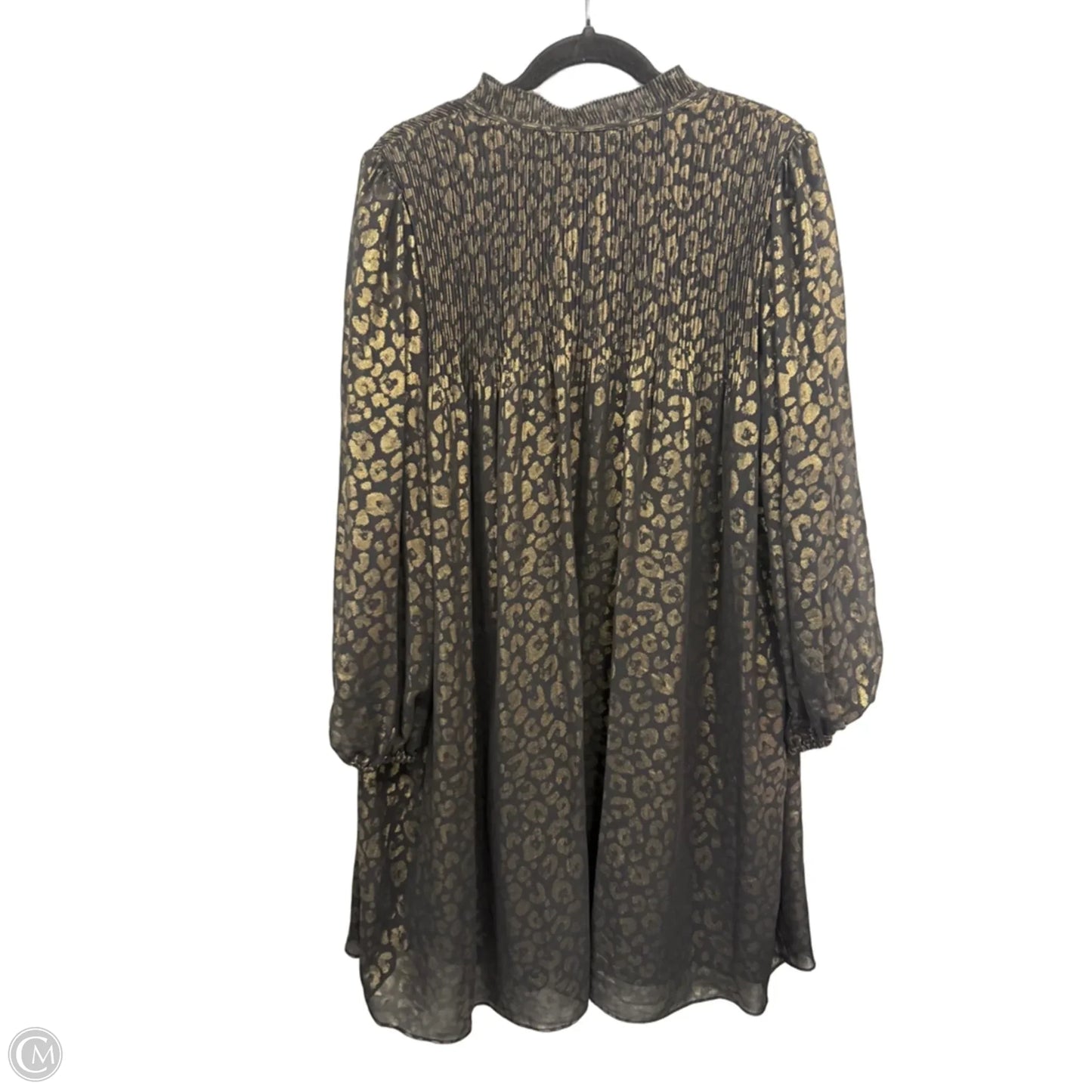 Dress Casual Midi By Dkny In Black & Gold, Size: 14