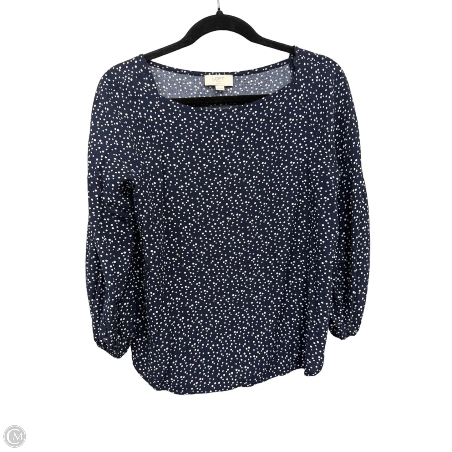 Top 3/4 Sleeve By Loft In Blue & White, Size: Sp