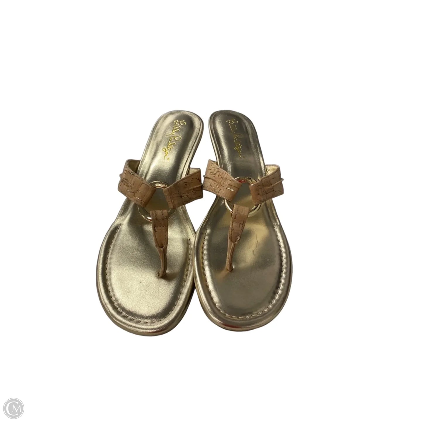 Sandals Designer By Lilly Pulitzer In Gold & Tan, Size: 7.5