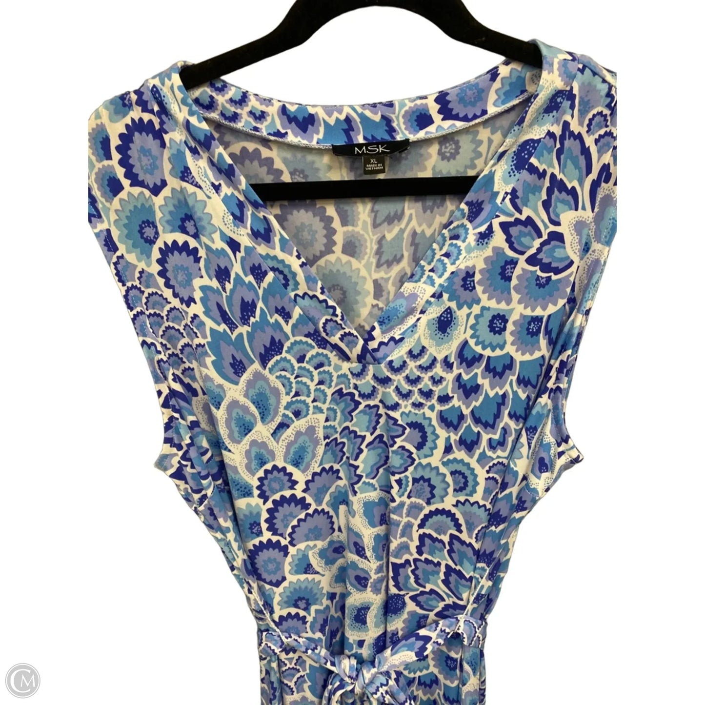 Dress Casual Midi By Msk In Blue & White, Size: Xl