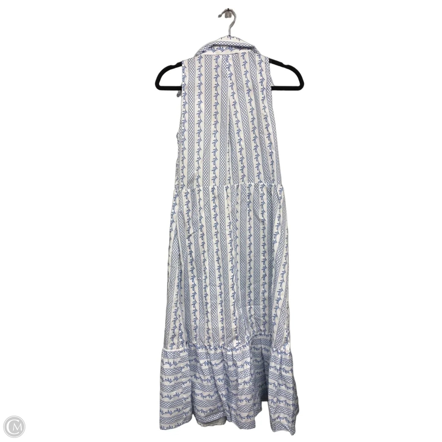 Dress Casual Midi By Fabrik In Blue & White, Size: L