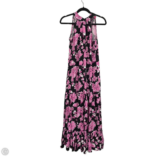 Dress Casual Midi By Vince Camuto In Black & Pink, Size: S