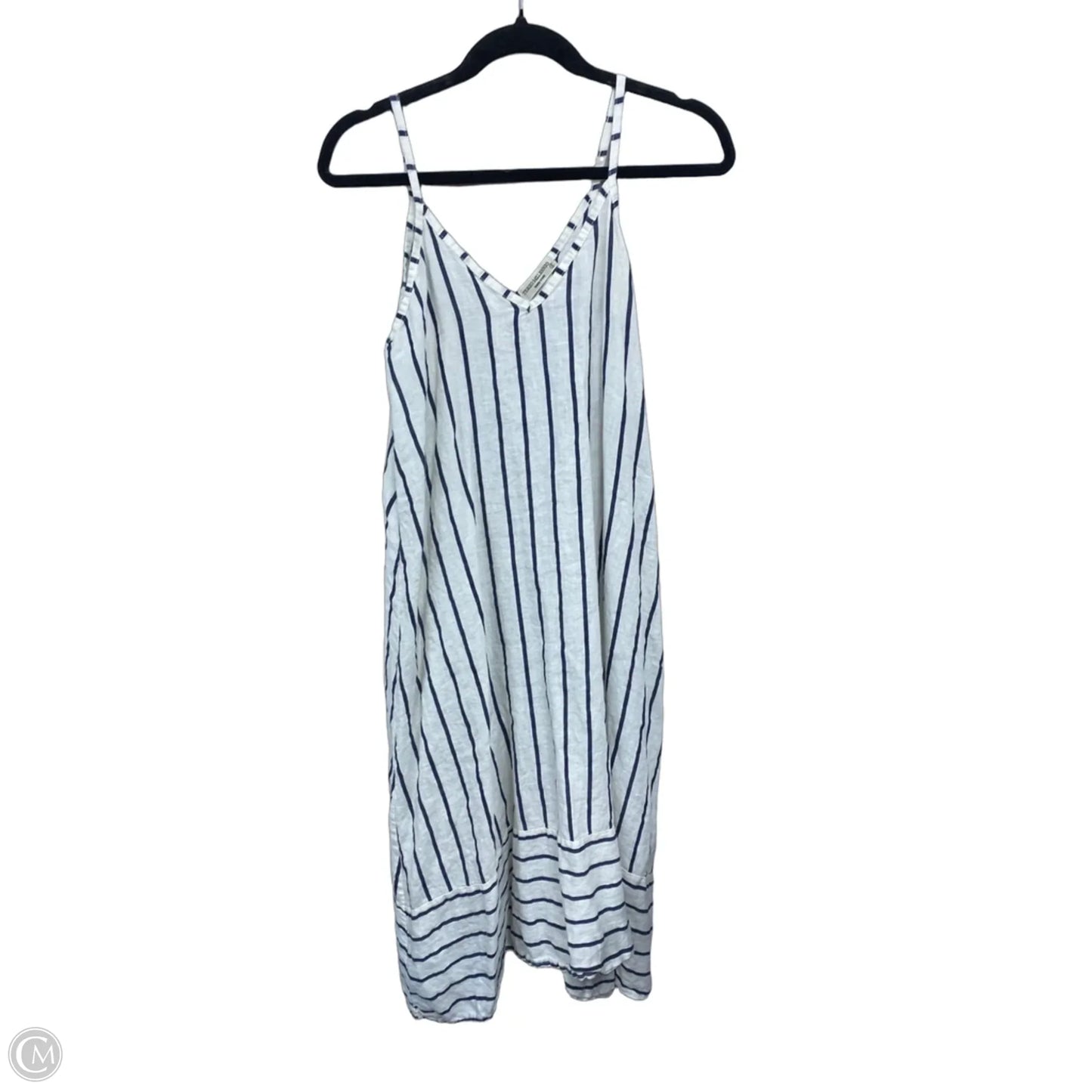 Dress Casual Midi By Terzo Millennio In Blue & Cream, Size: S