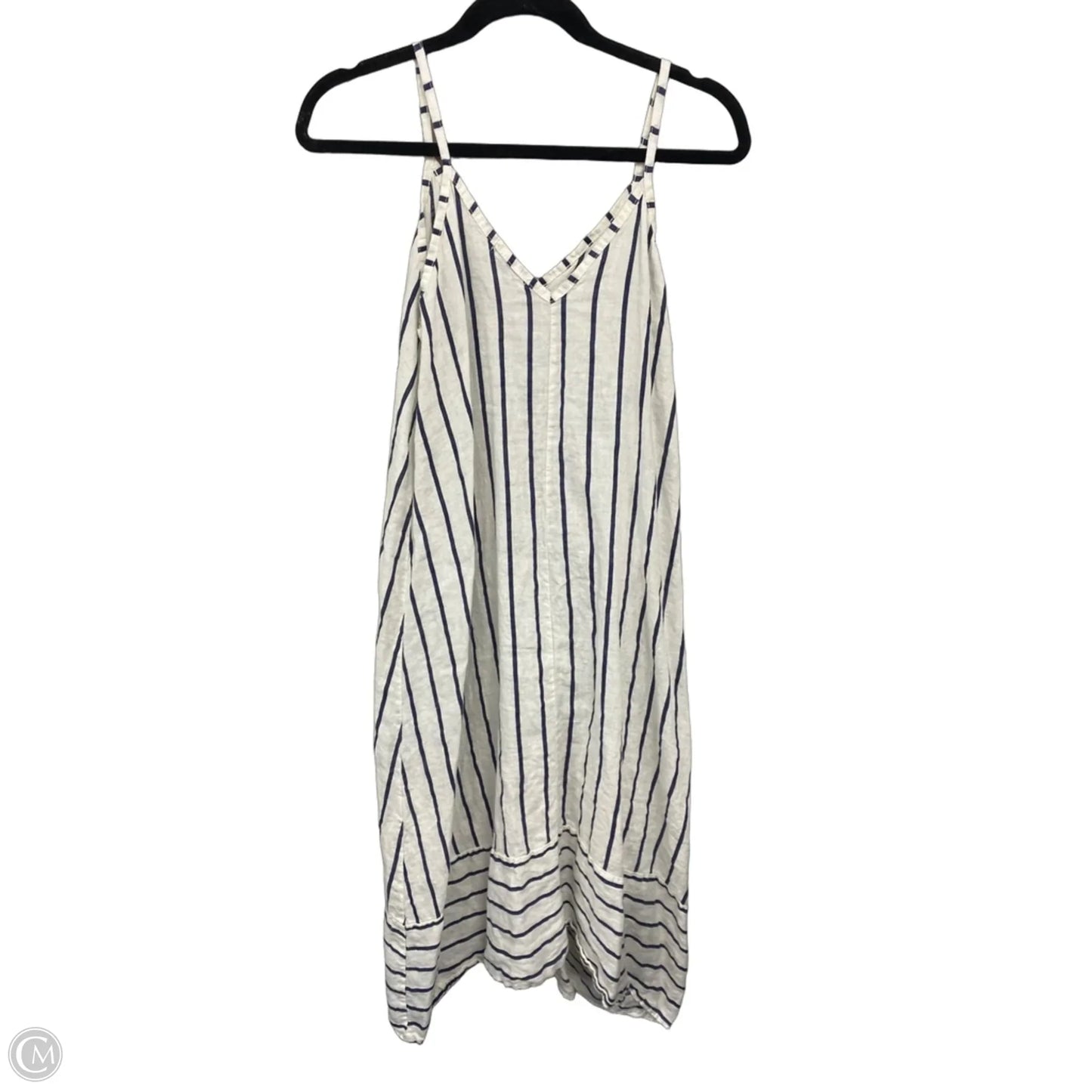 Dress Casual Midi By Terzo Millennio In Blue & Cream, Size: S