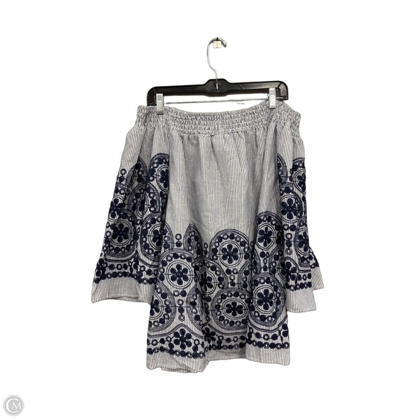 Top 3/4 Sleeve By Unique Spectrum In Blue & White, Size: 2x