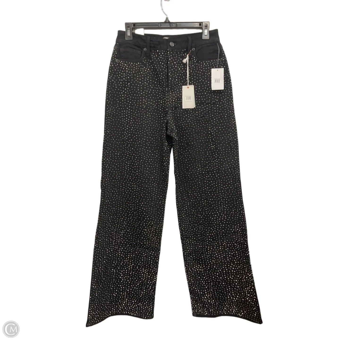Jeans Wide Leg By Good American In Black & Silver, Size: 4