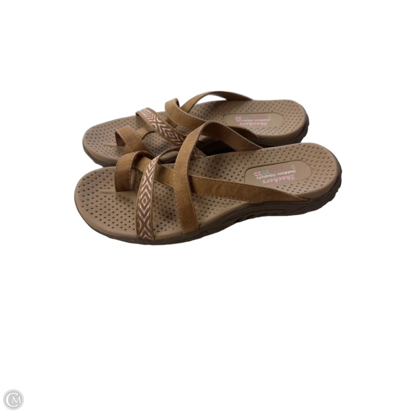 Sandals Flats By Skechers In Pink & Tan, Size: 8