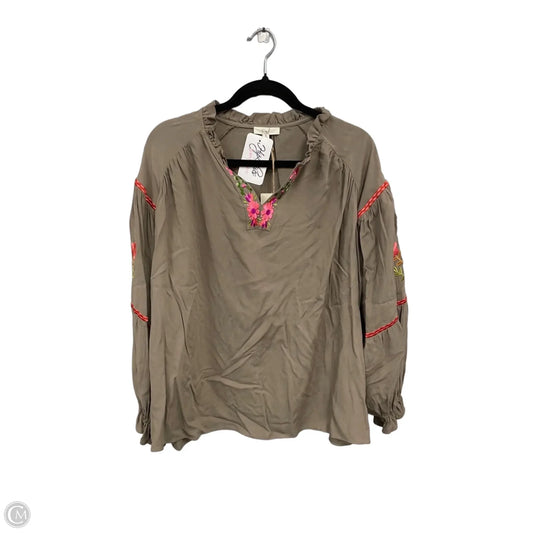Top Long Sleeve By Easel In Pink & Tan, Size: S