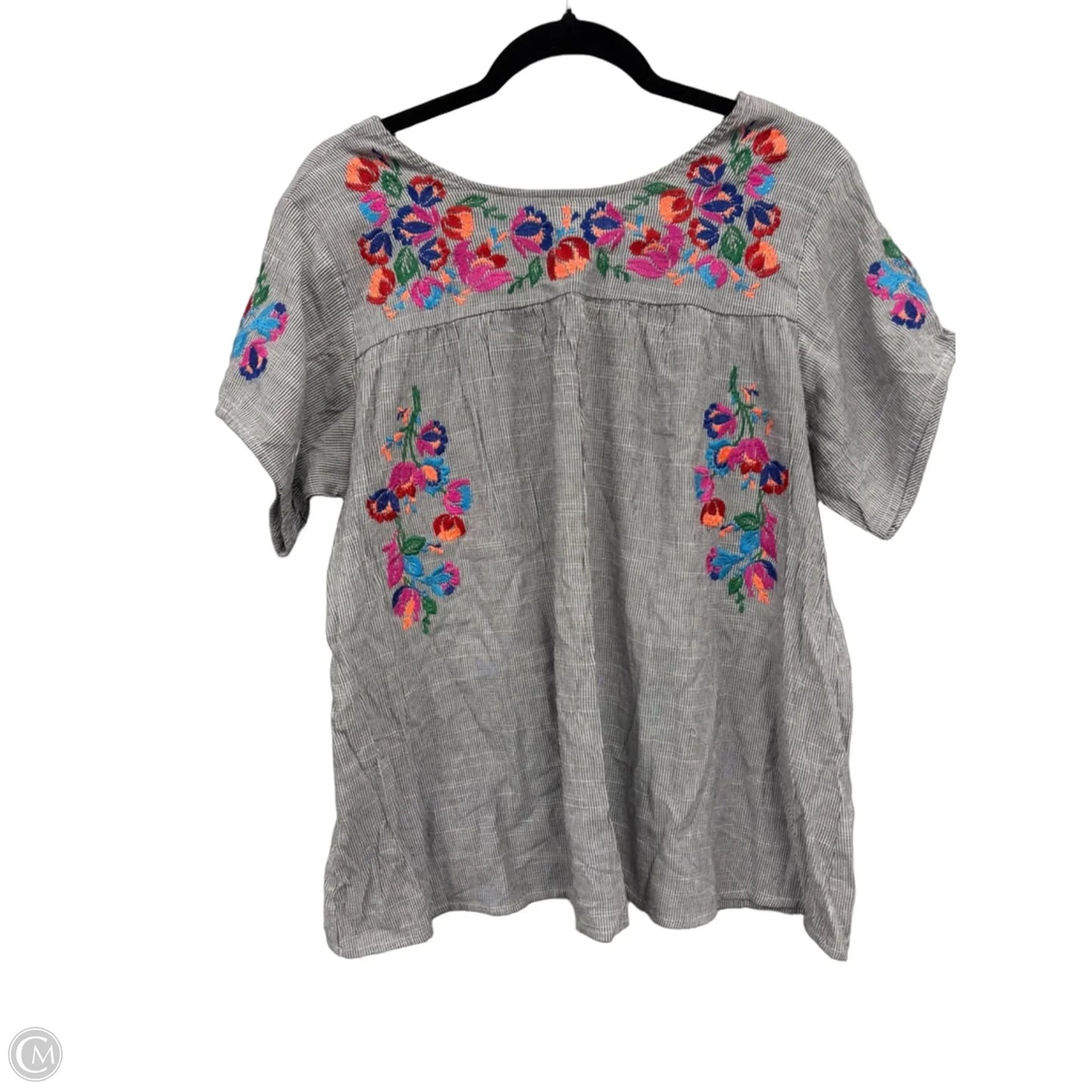 Top Short Sleeve By See And Be Seen In Black & Pink, Size: L