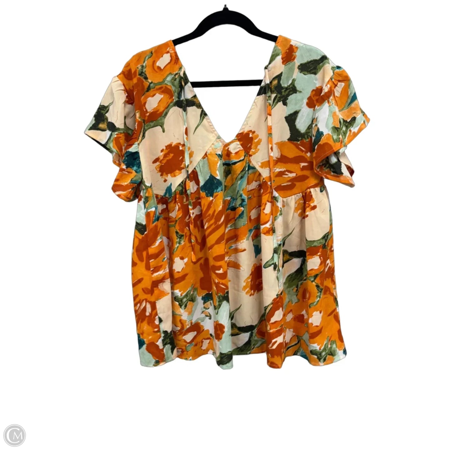 Top Short Sleeve By Entro In Green & Orange, Size: L