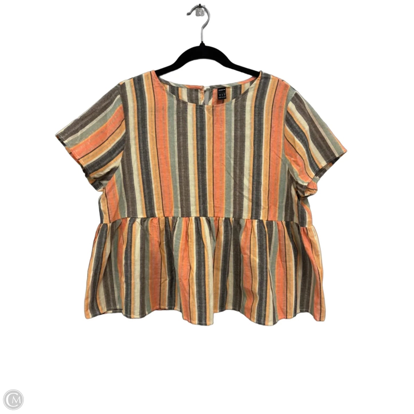 Top Short Sleeve By Shein In Orange & Tan, Size: Xl