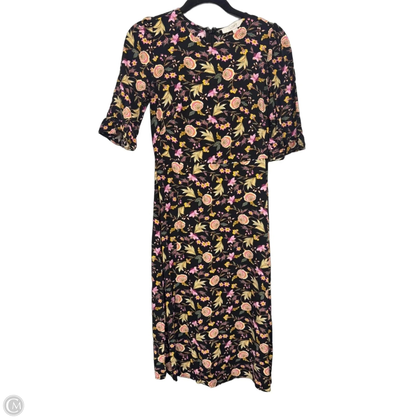 Dress Casual Midi By Loft In Black & Pink, Size: 0