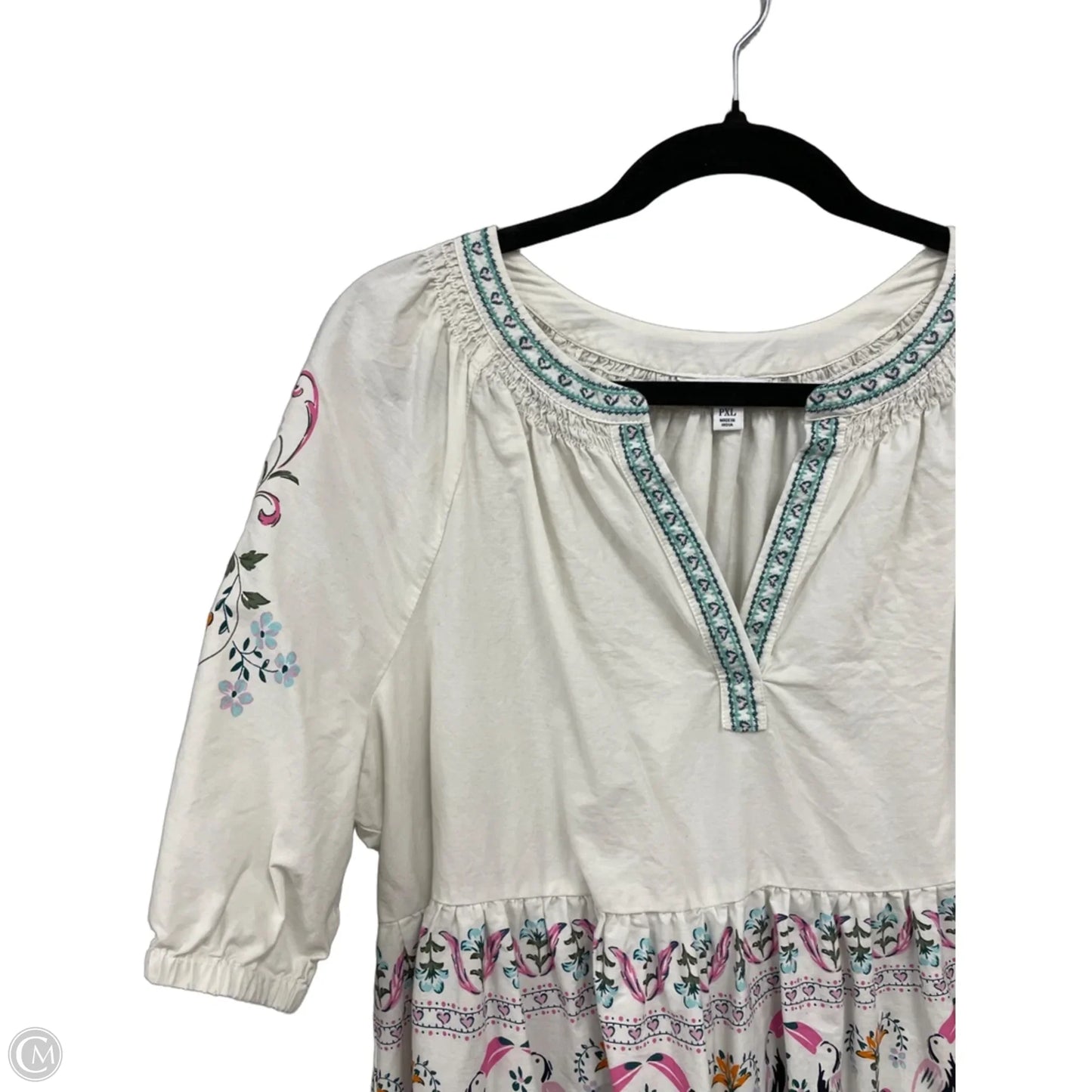 Dress Casual Short By Crown And Ivy In Cream & Pink, Size: Xlp