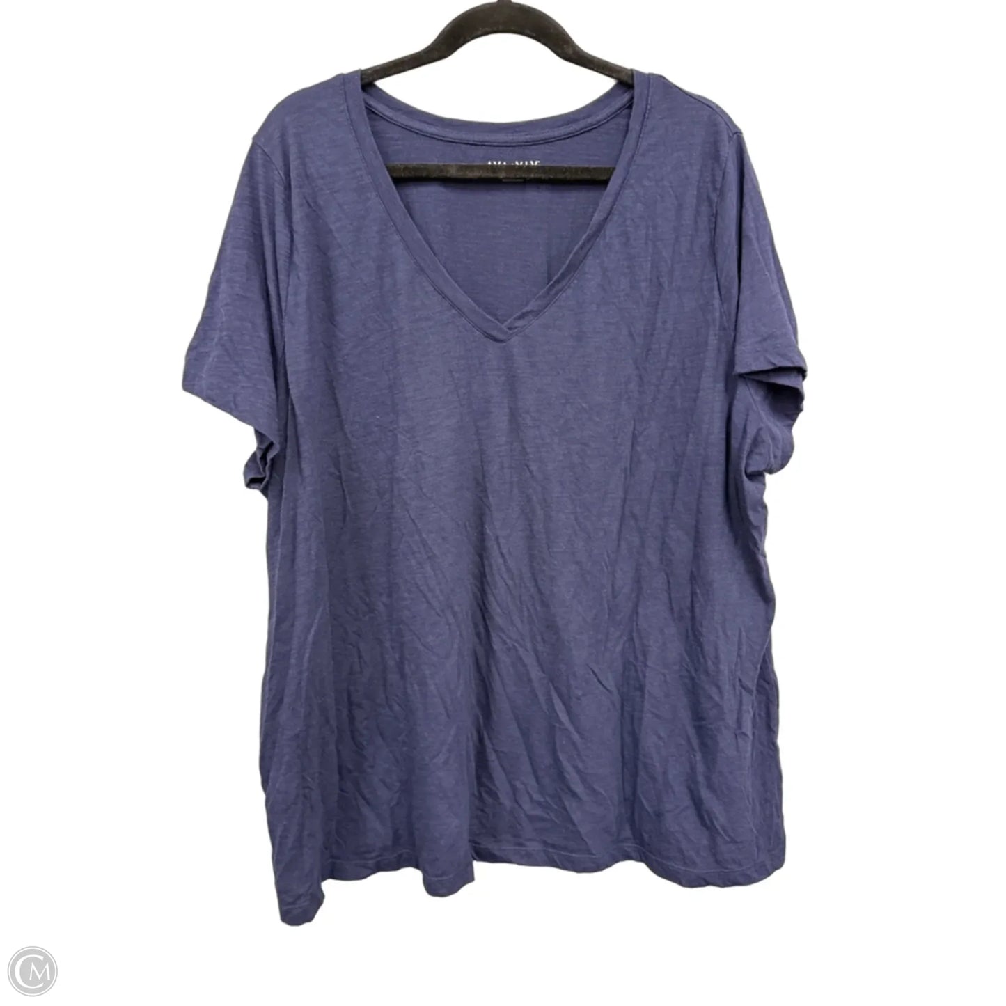 Top Short Sleeve Basic By Ava & Viv In Navy, Size: 3x