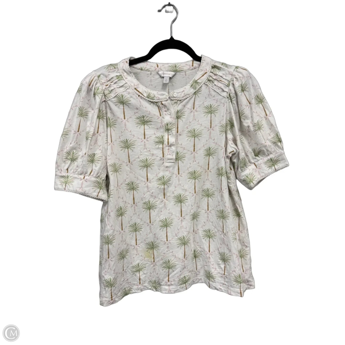 Top Short Sleeve By Crown And Ivy In Green & Pink, Size: S
