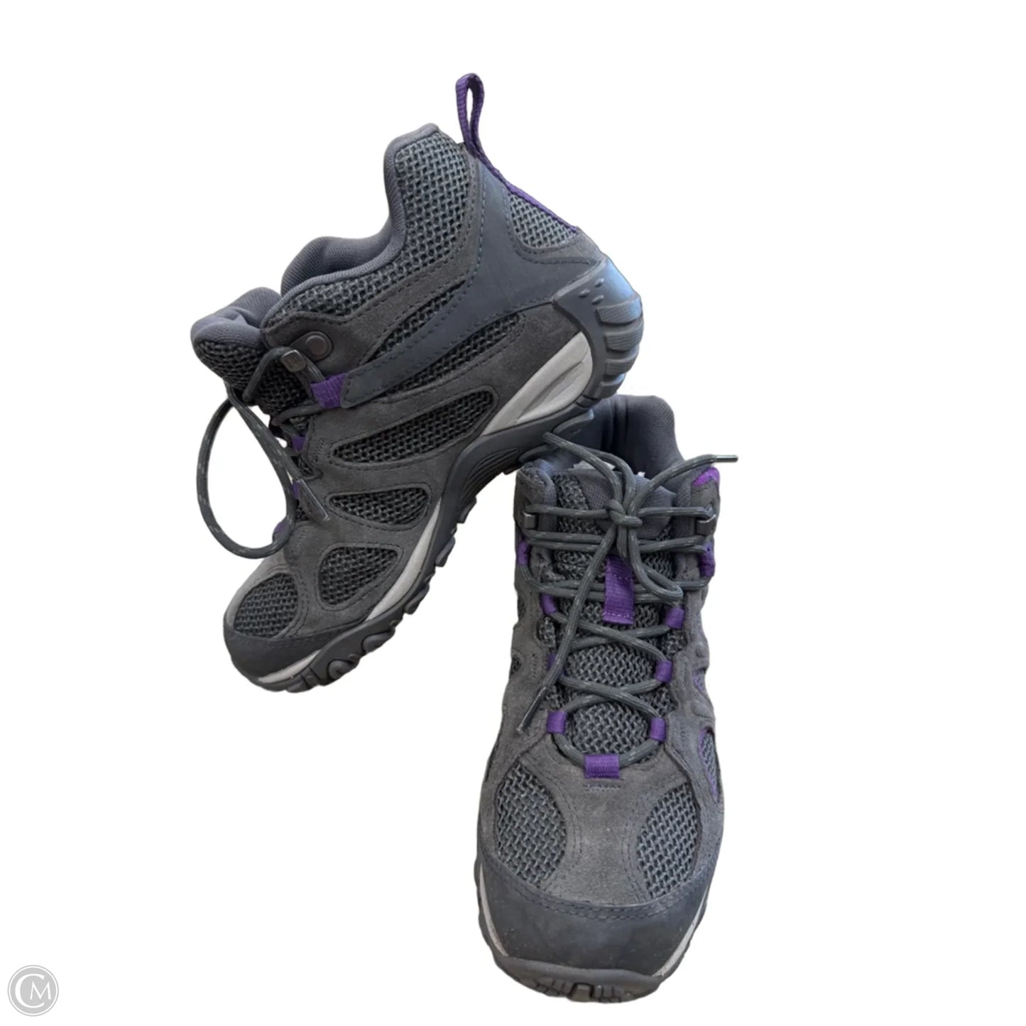 Shoes Hiking By Merrell In Grey & Purple, Size: 8