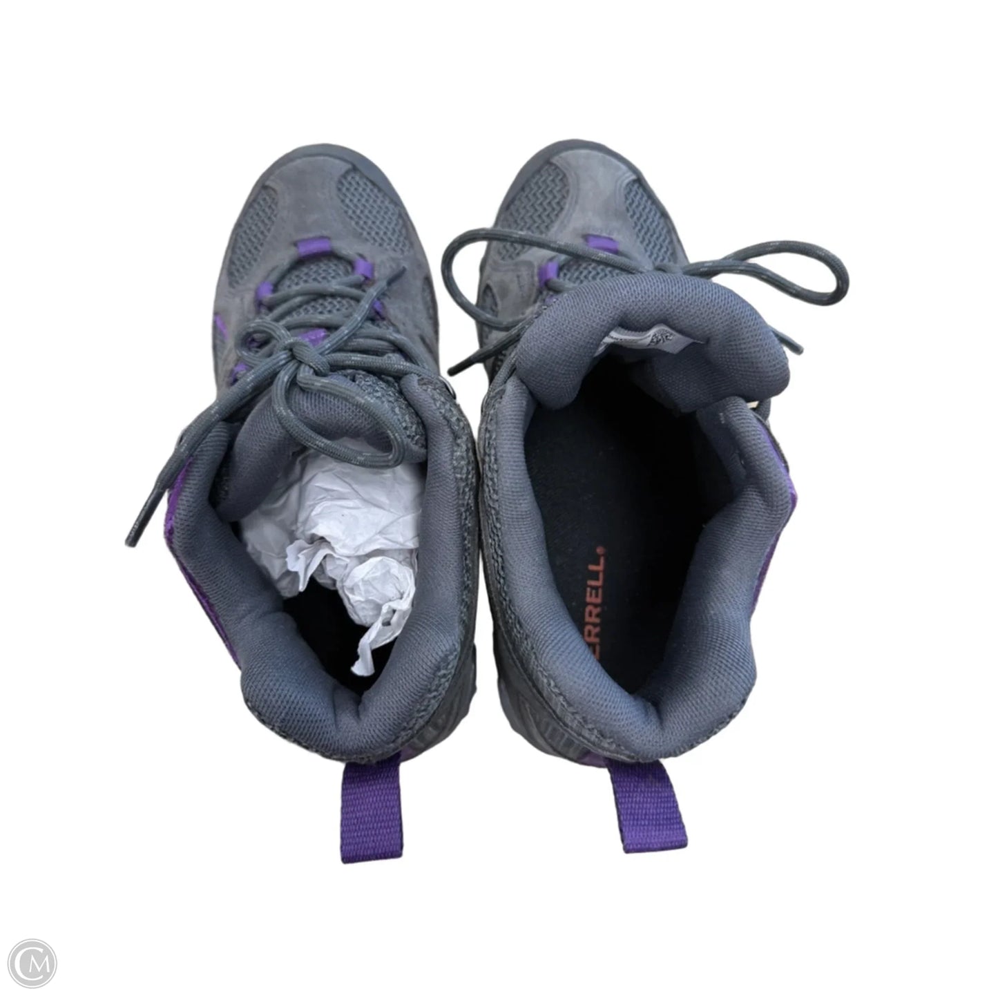 Shoes Hiking By Merrell In Grey & Purple, Size: 8