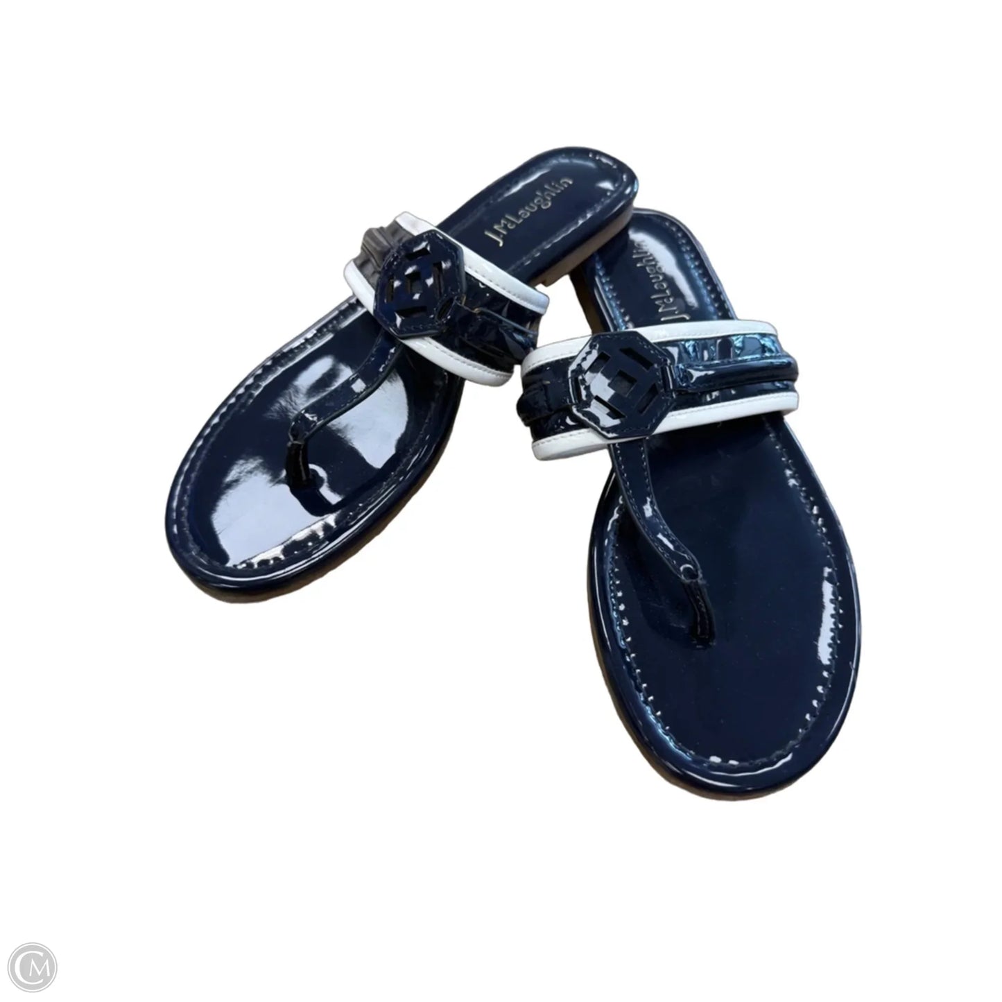 Sandals Flats By J Mclaughlin In Blue & White, Size: 8