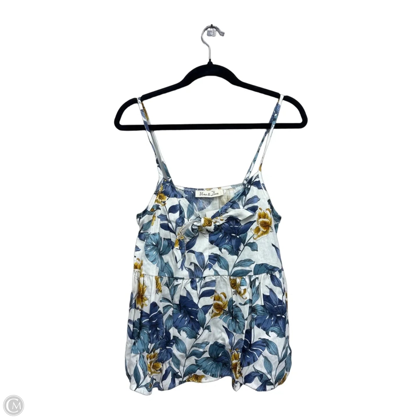 Top Sleeveless By Vine & Love In Blue & Gold, Size: L