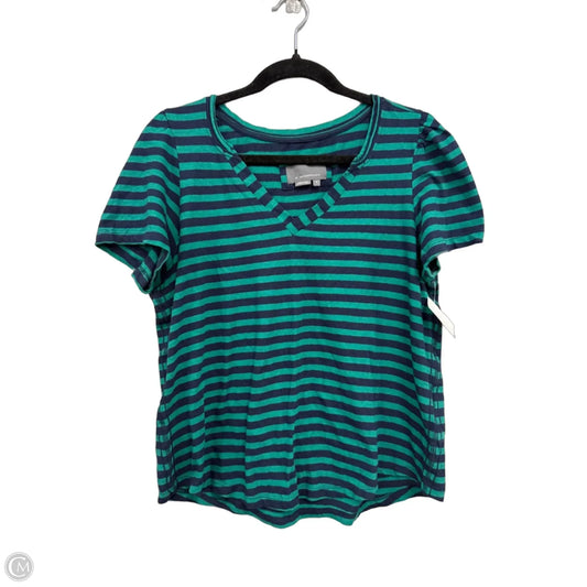 Top Short Sleeve Basic By Anthropologie In Blue & Green, Size: M