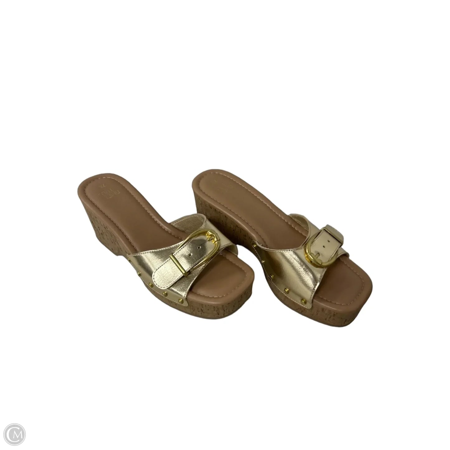 Shoes Heels Platform By Time And Tru In Gold & Tan, Size: 7.5