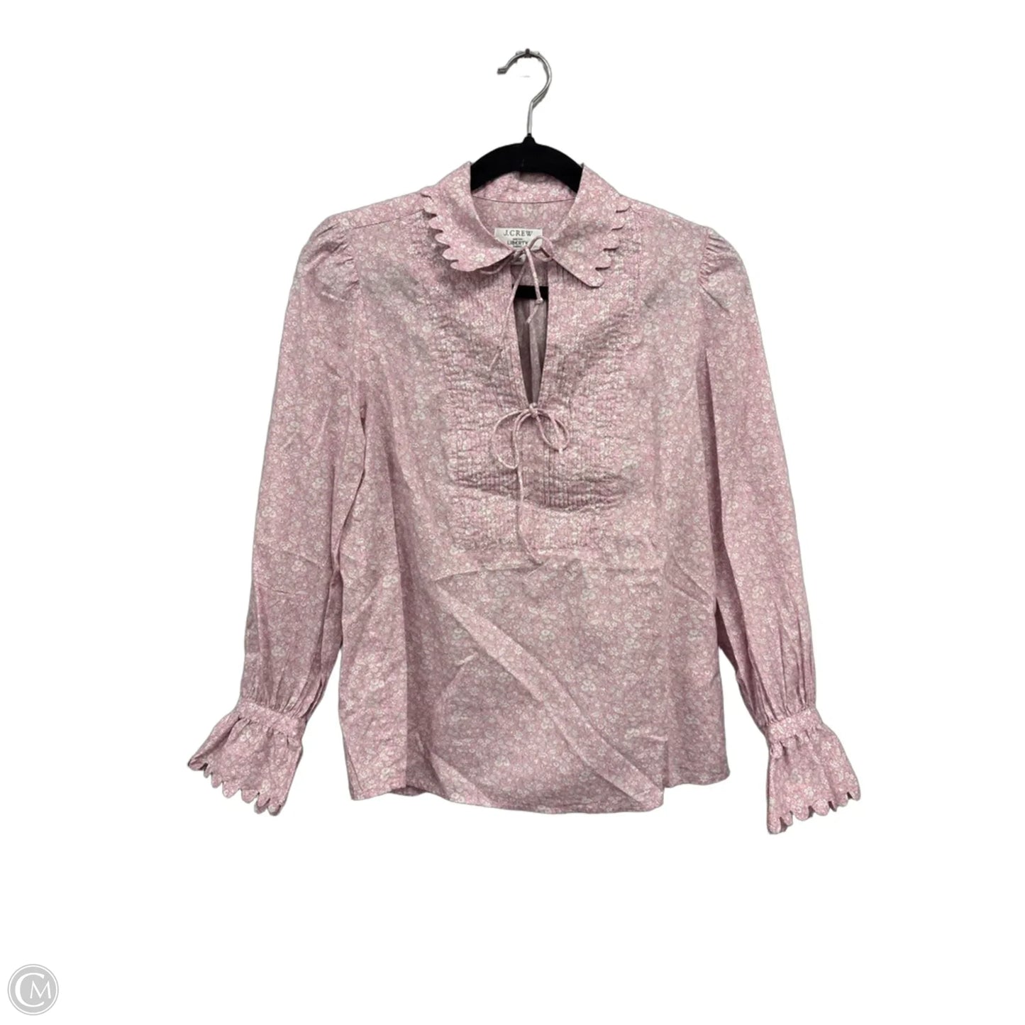 Top Long Sleeve By J. Crew In Pink & White, Size: Xs