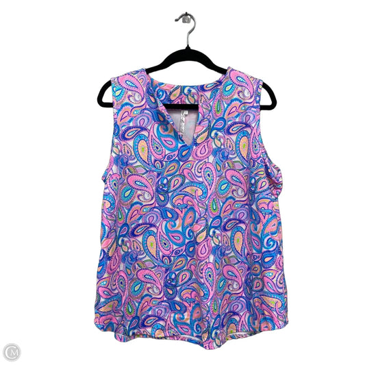 Top Sleeveless By Lulu B In Blue & Pink, Size: Xl