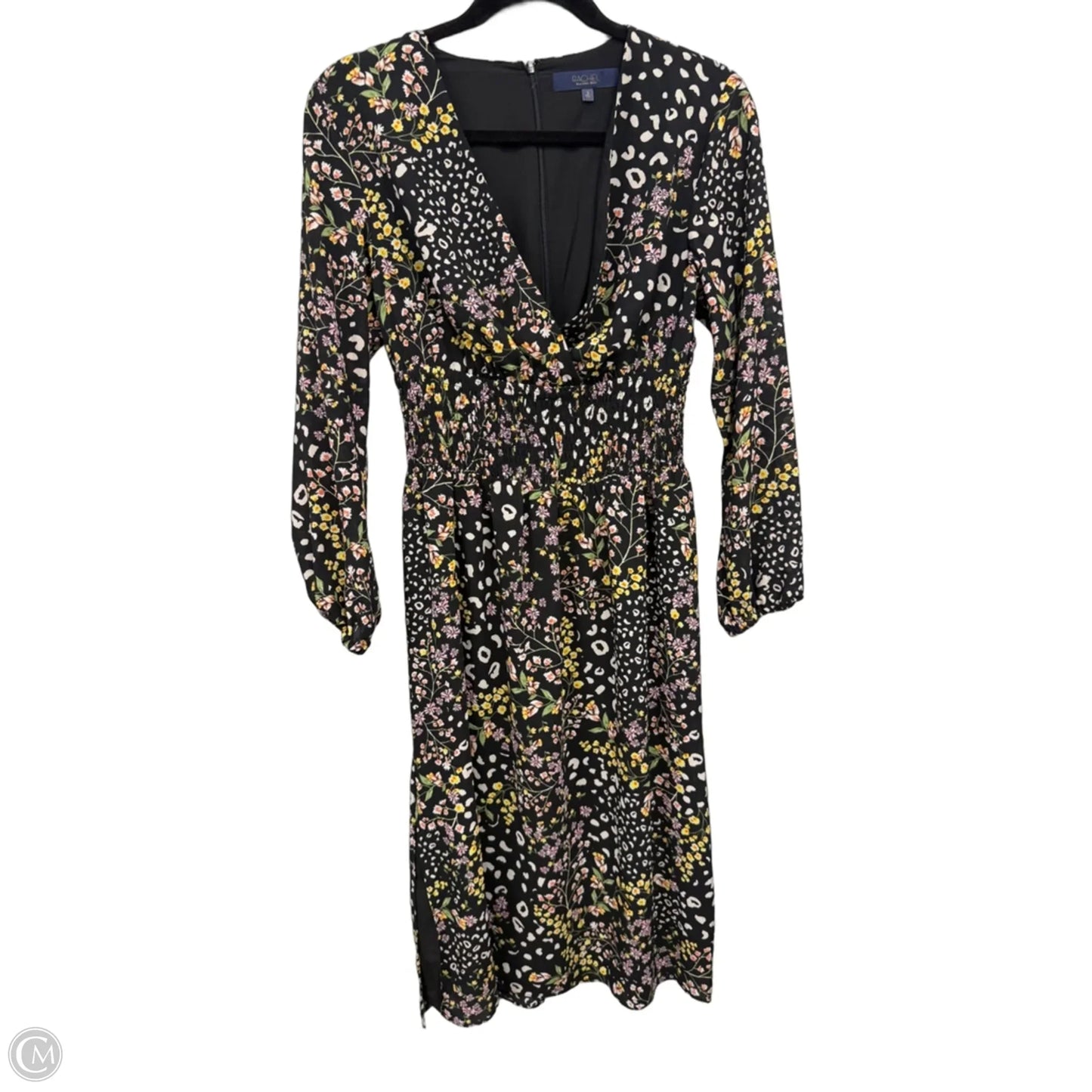 Dress Casual Midi By Rachel Roy In Black & Yellow, Size: 6
