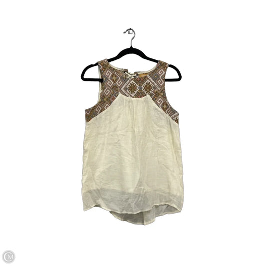 Top Sleeveless By Clothes Mentor In Cream & Tan, Size: S