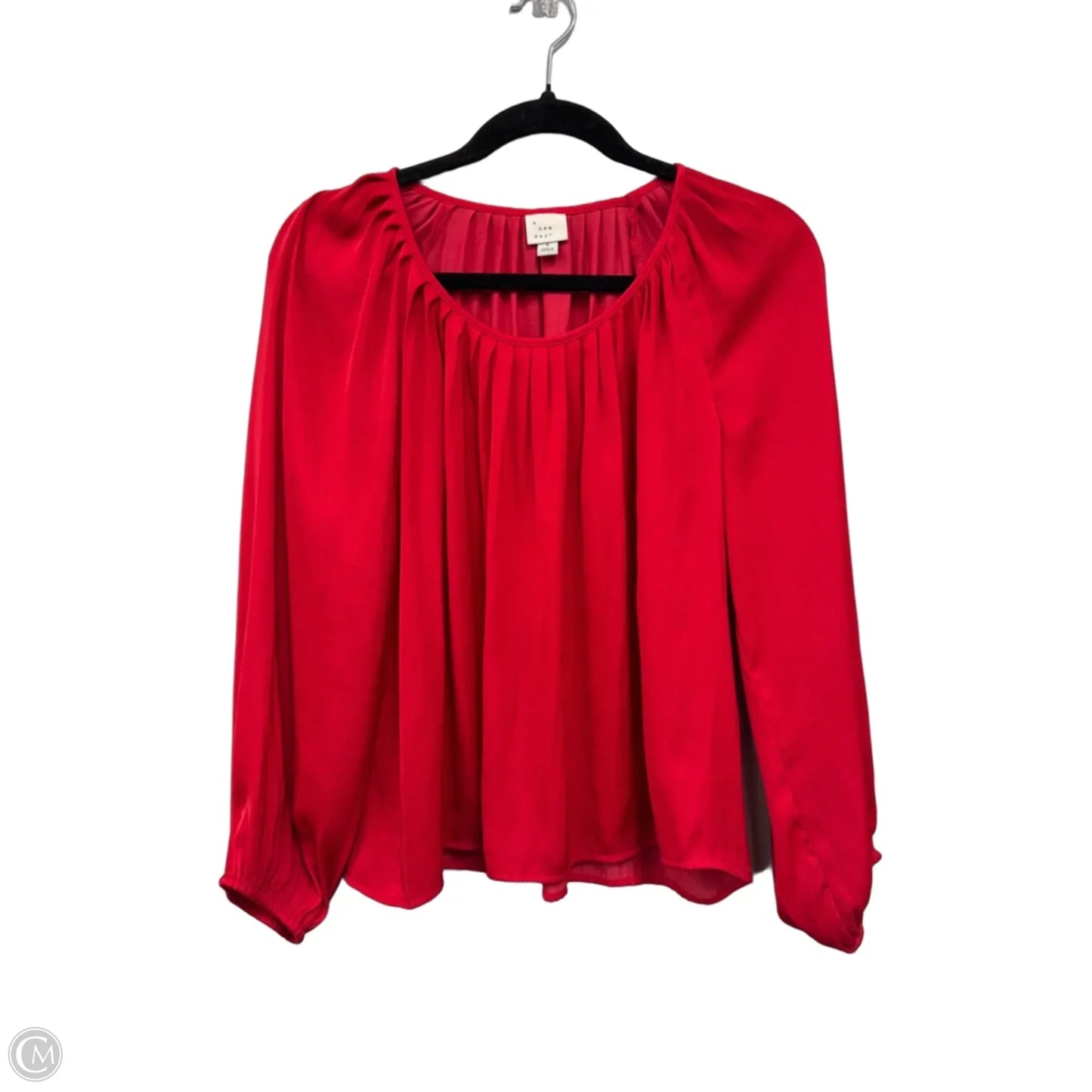 Blouse Long Sleeve By A New Day In Red, Size: S