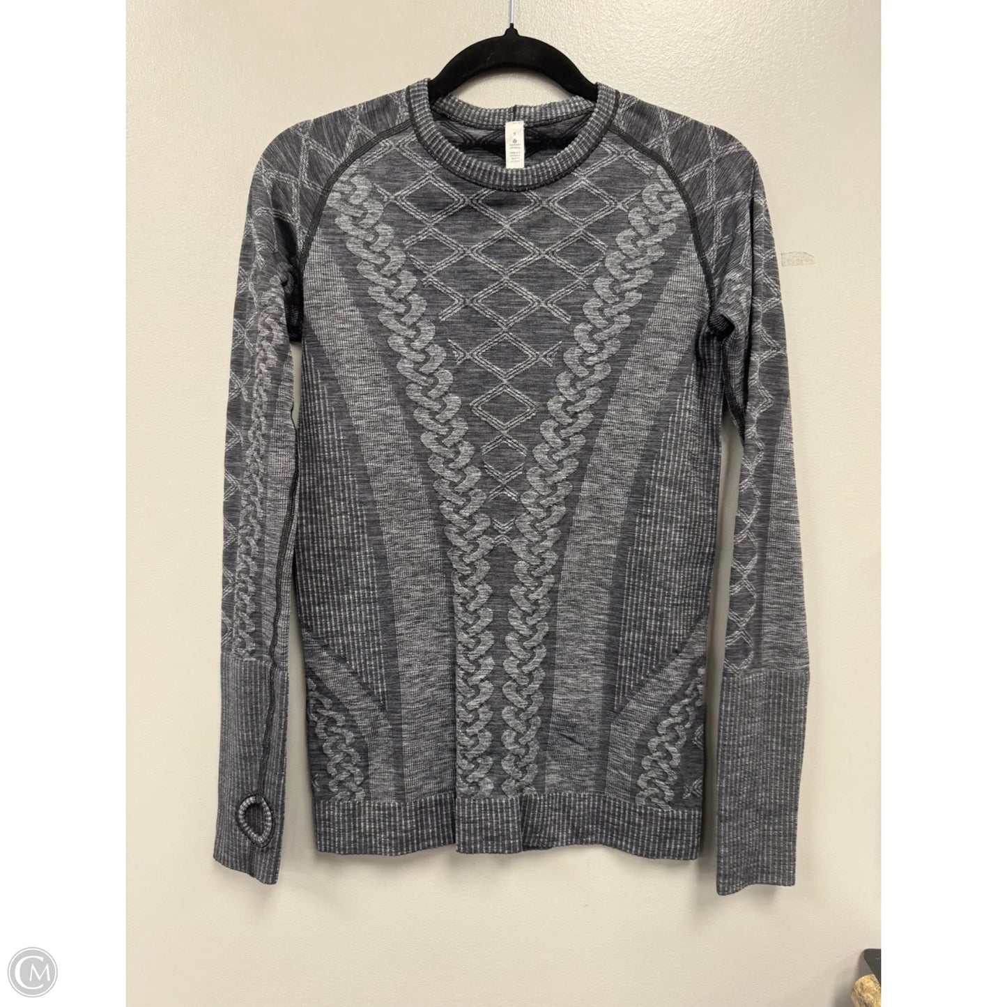 Athletic Top Long Sleeve Crewneck By Lululemon In Grey & White, Size: 8