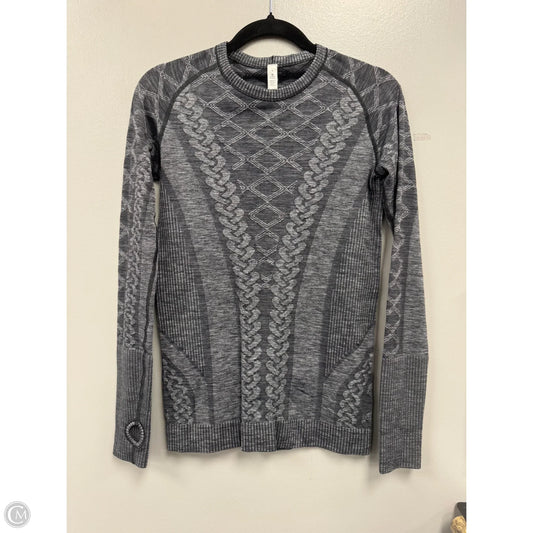 Athletic Top Long Sleeve Crewneck By Lululemon In Grey & White, Size: 8