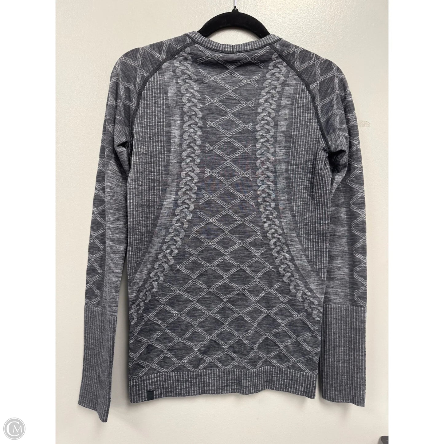 Athletic Top Long Sleeve Crewneck By Lululemon In Grey & White, Size: 8