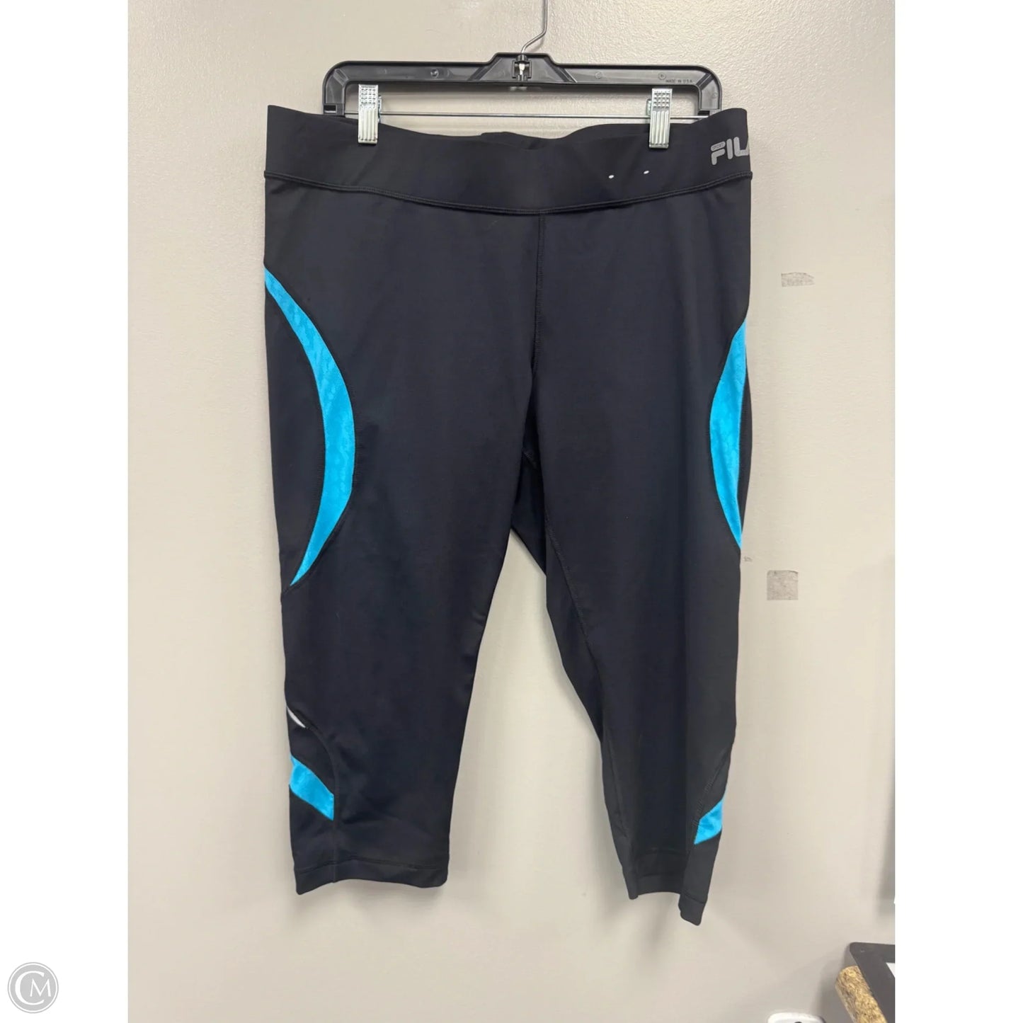 Athletic Leggings By Fila In Black & Blue, Size: Xl