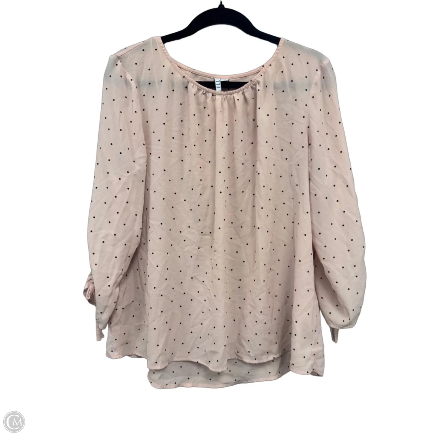 Blouse 3/4 Sleeve By Elle In Black & Pink, Size: Xl