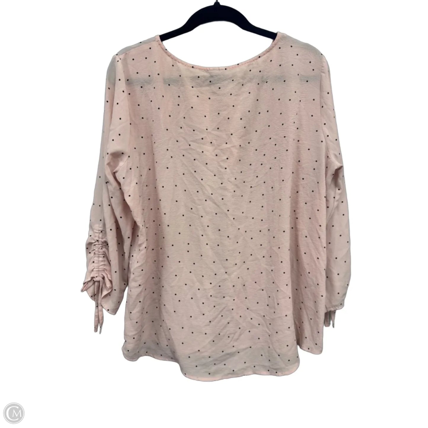 Blouse 3/4 Sleeve By Elle In Black & Pink, Size: Xl