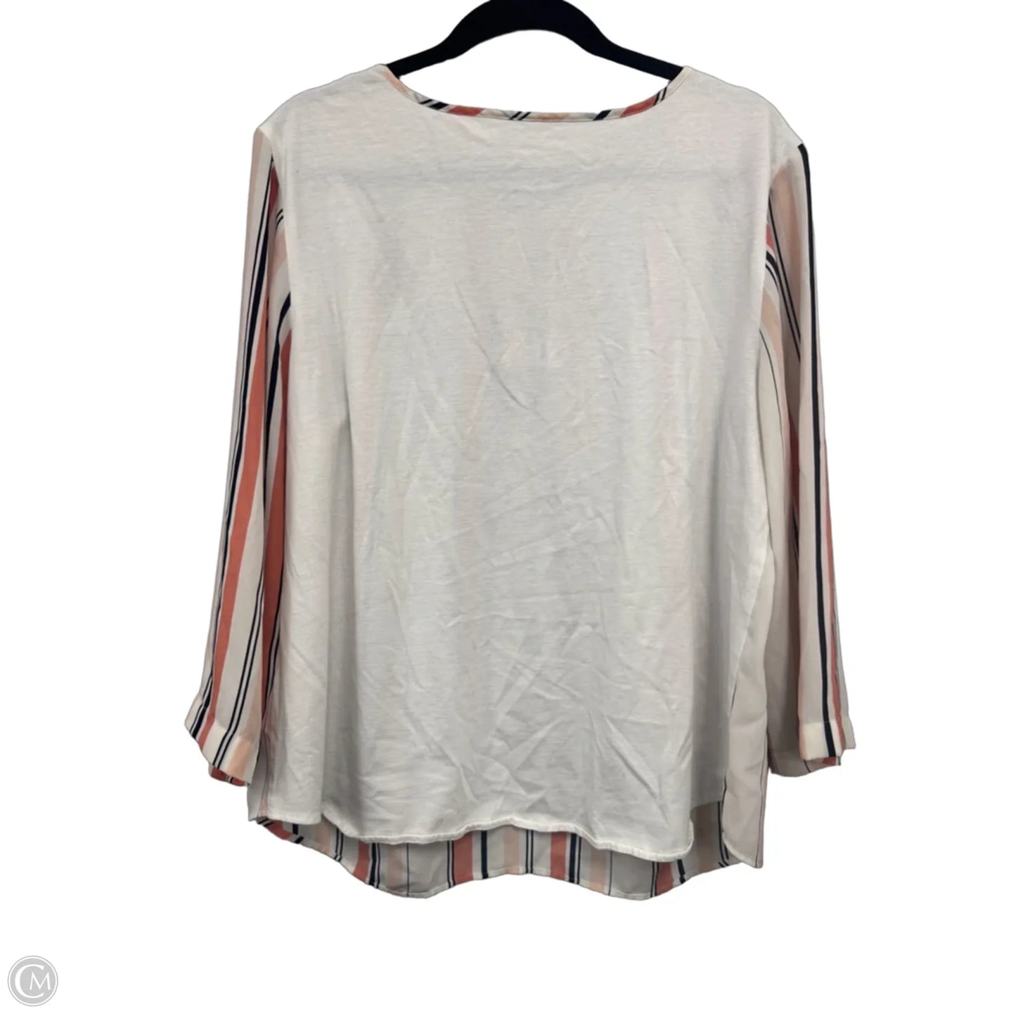 Top 3/4 Sleeve By Van Heusen In Cream & Orange, Size: Xl
